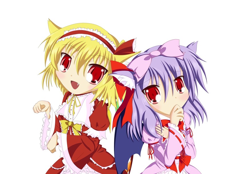 remilia scarlet and flandre scarlet (touhou) drawn by amamiya_shouba