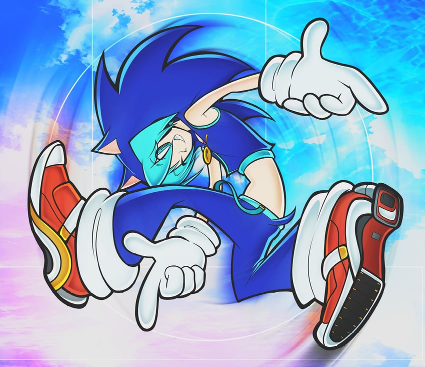 hatsune miku and sonic the hedgehog (vocaloid and 4 more) drawn by pacapara