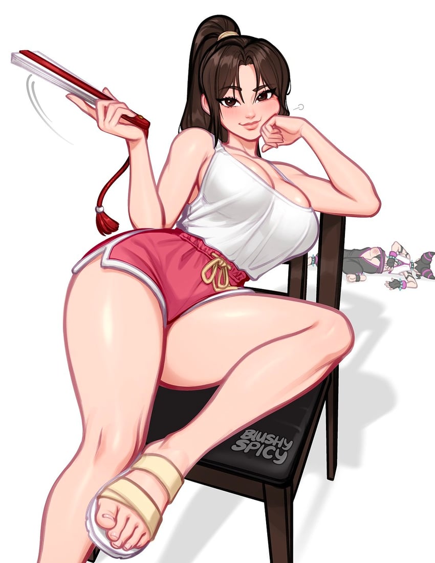 shiranui mai and han juri (street fighter and 2 more) drawn by blushyspicy