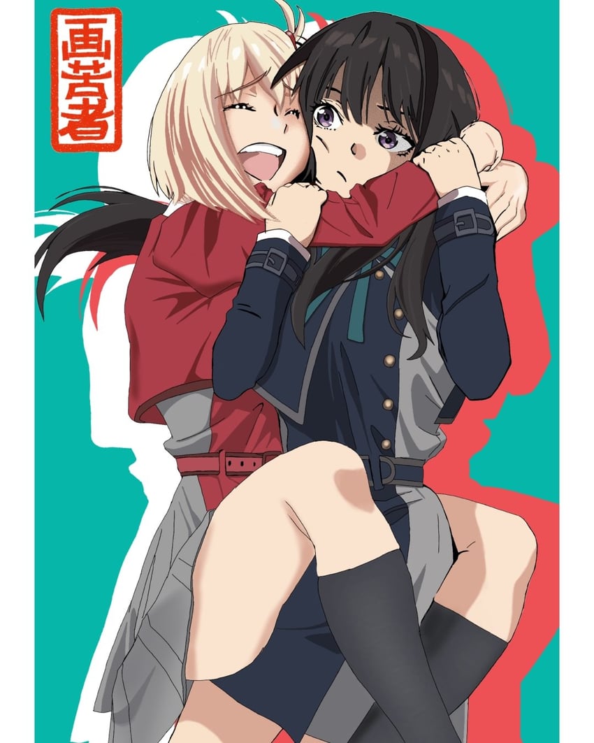 nishikigi chisato and inoue takina (lycoris recoil) drawn by gagusha