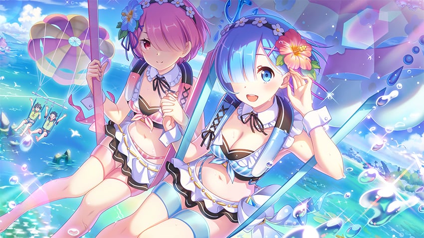 rem, ram, natsuki subaru, and yuuki (princess connect! and 1 more)