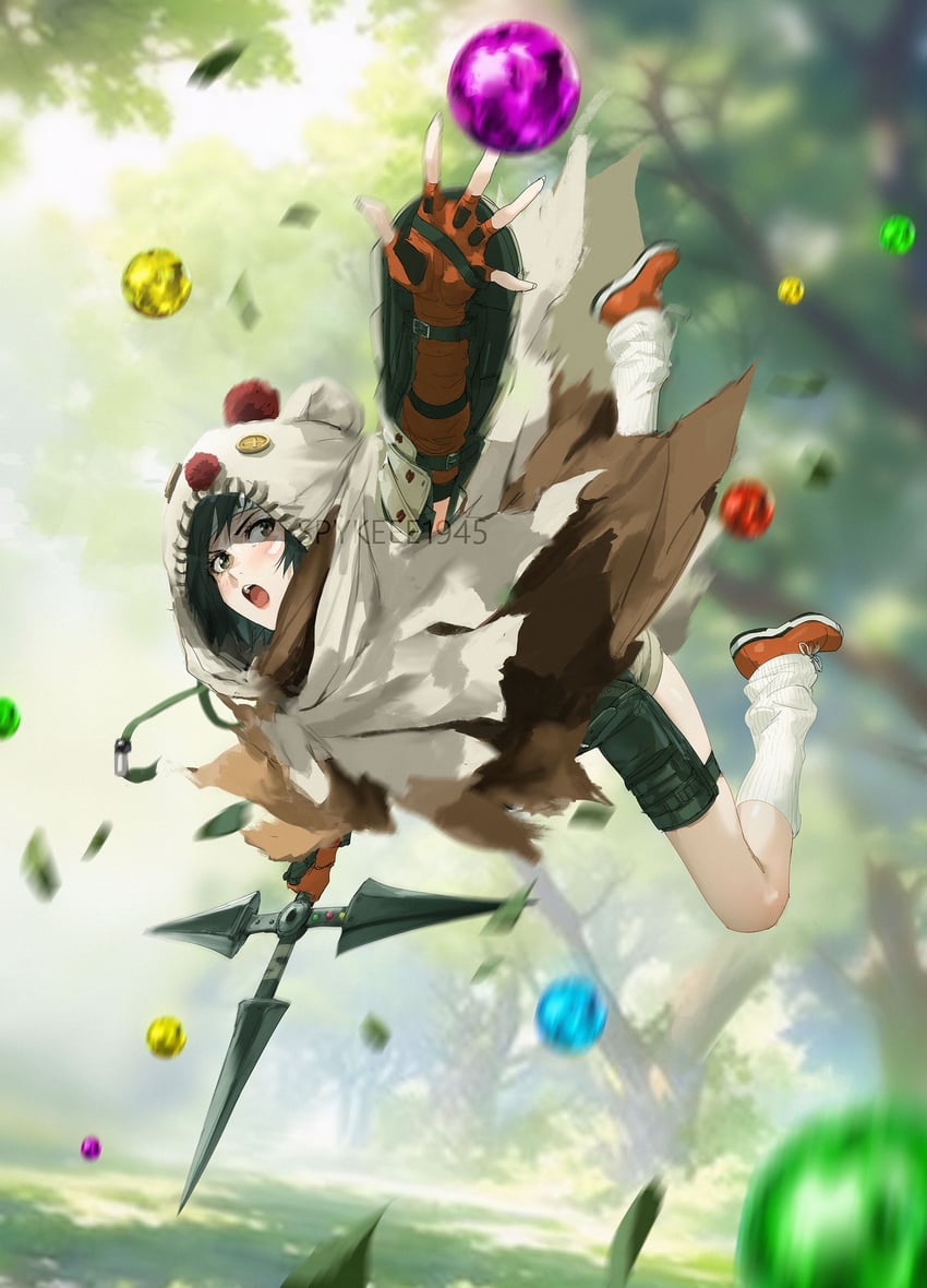 yuffie kisaragi and moogle (final fantasy and 3 more) drawn by spykeee