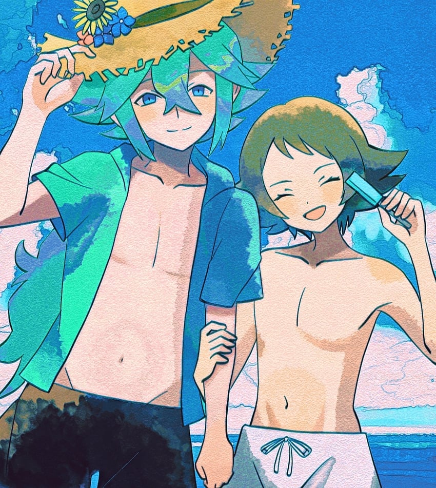 hilbert and n (pokemon and 1 more) drawn by zero_(sleepy_meltan)
