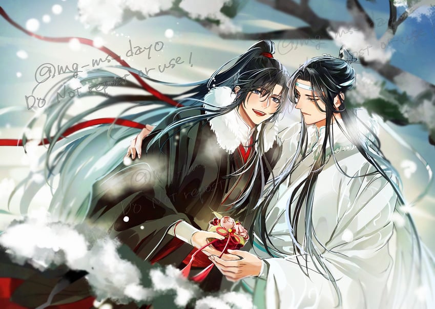 wei wuxian and lan wangji (modao zushi) drawn by mg_ms_dayo