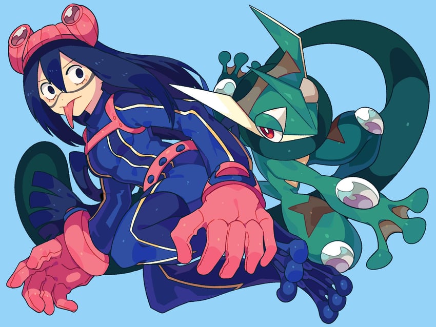 asui tsuyu and greninja (pokemon and 1 more) drawn by yasaikakiage