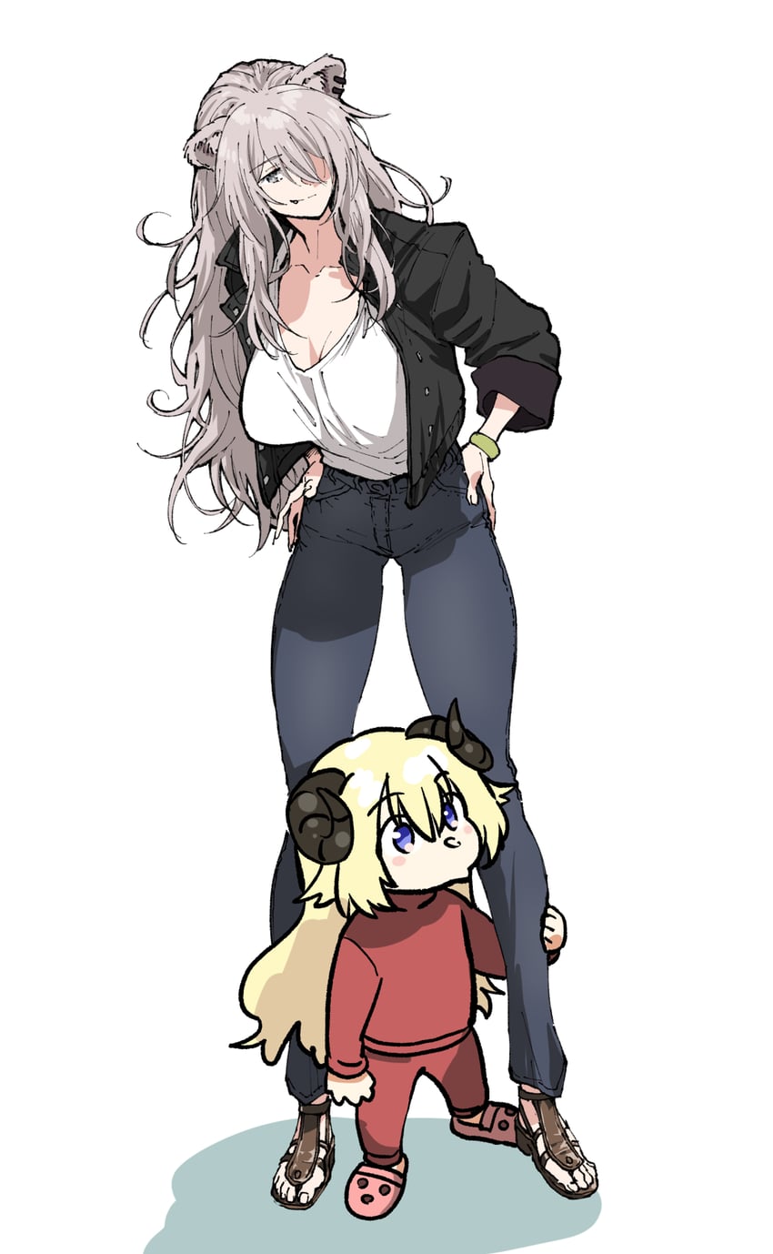 shishiro botan and tsunomaki watame (hololive) drawn by henriiku_(ahemaru)