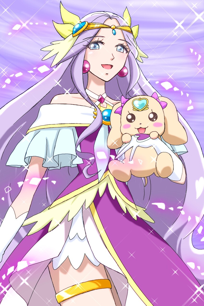 fuurin asumi, cure earth, and latte (precure and 1 more) drawn by moritakusan