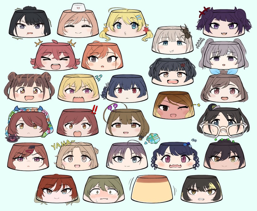 higuchi madoka, mayuzumi fuyuko, asakura toru, hachimiya meguru, fukumaru koito, and 21 more (idolmaster and 1 more) drawn by psycho_orb