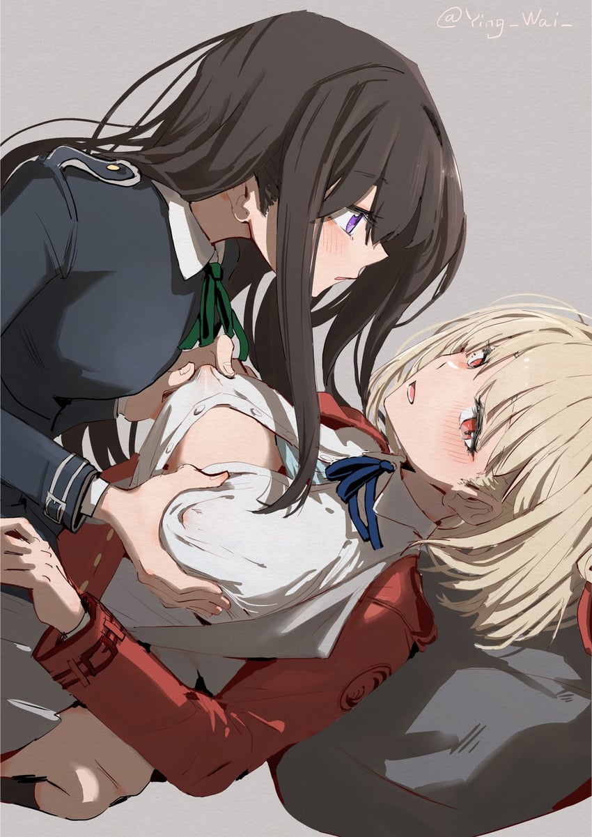 nishikigi chisato and inoue takina (lycoris recoil) drawn by ying_(suetmo)