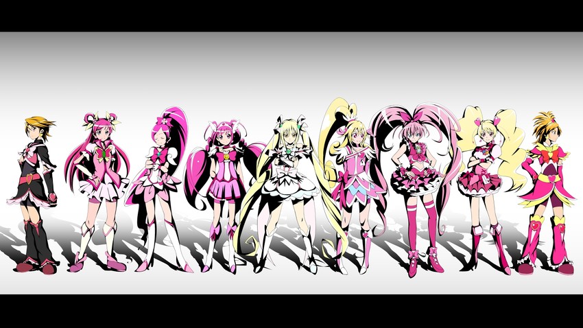 houjou hibiki, aida mana, hoshizora miyuki, misumi nagisa, hanasaki tsubomi, and 13 more (precure and 12 more) drawn by jabara_tornado