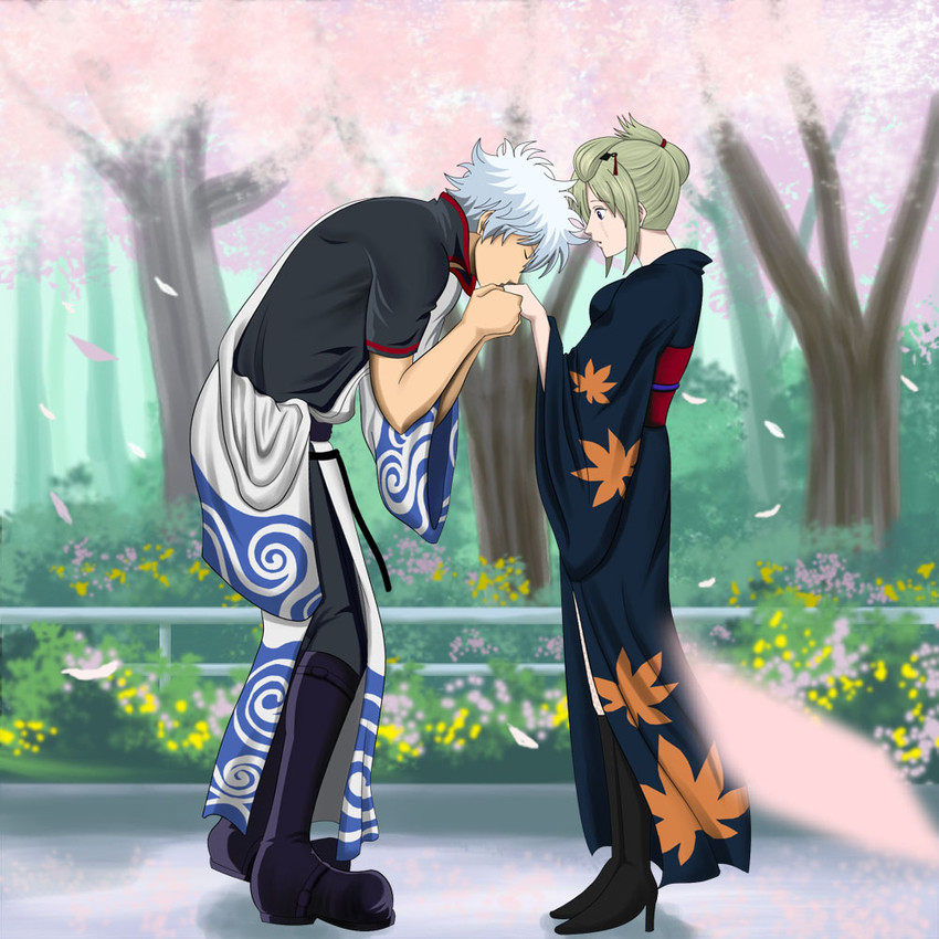 sakata gintoki and tsukuyo (clannad and 1 more) drawn by bankotsu