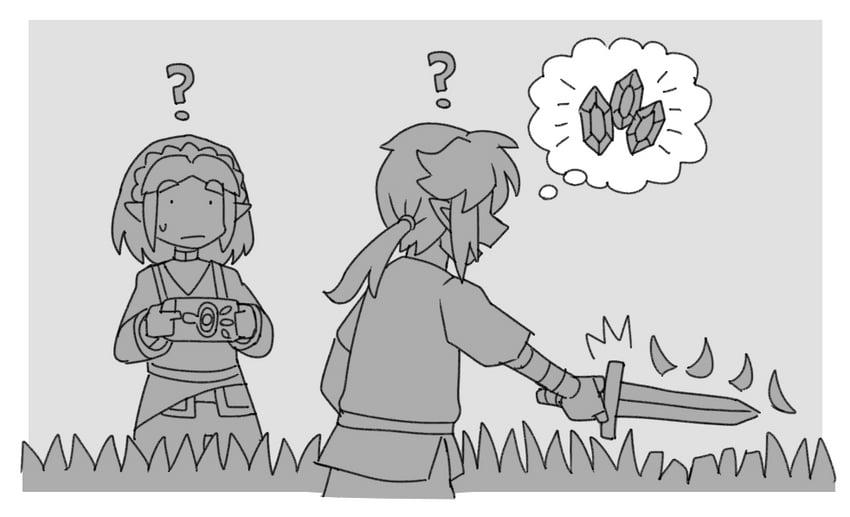 link and princess zelda (the legend of zelda and 1 more) drawn by ayyk92