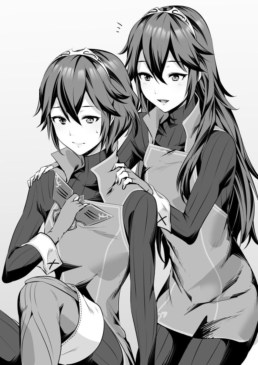 lucina and marth (fire emblem and 1 more) drawn by ameno_(a_meno0)