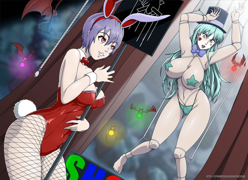 morrigan aensland and lilith (darkstalkers) drawn by stormfeder
