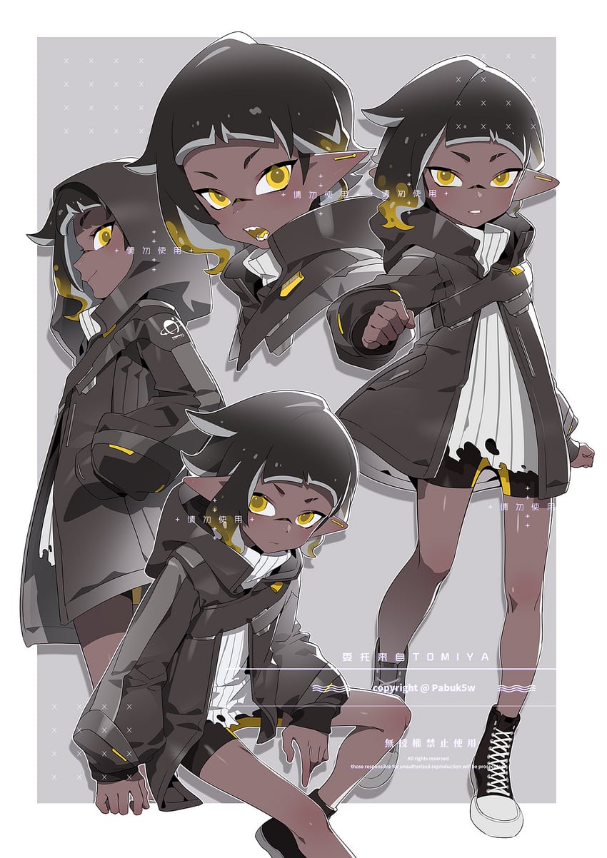 inkling player character and inkling girl (splatoon) drawn by pabuk5w
