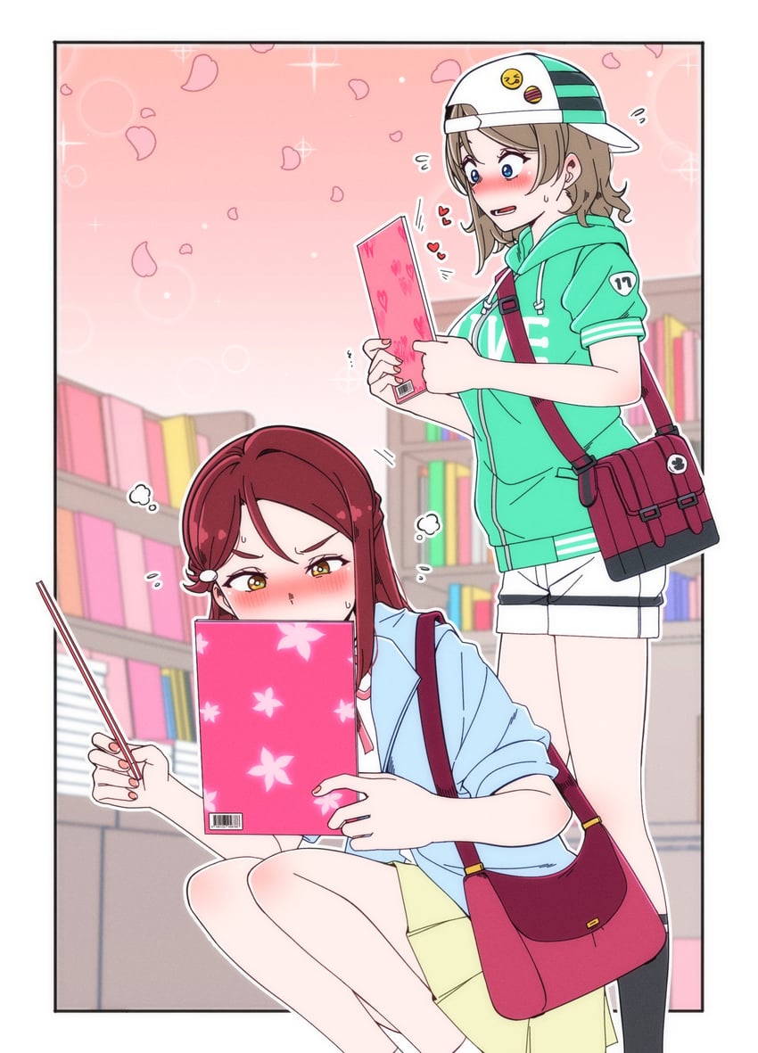 watanabe you and sakurauchi riko (love live! and 1 more) drawn by rlqns9995