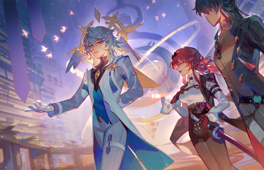 kafka, blade, and sunday (honkai and 1 more) drawn by elodeas
