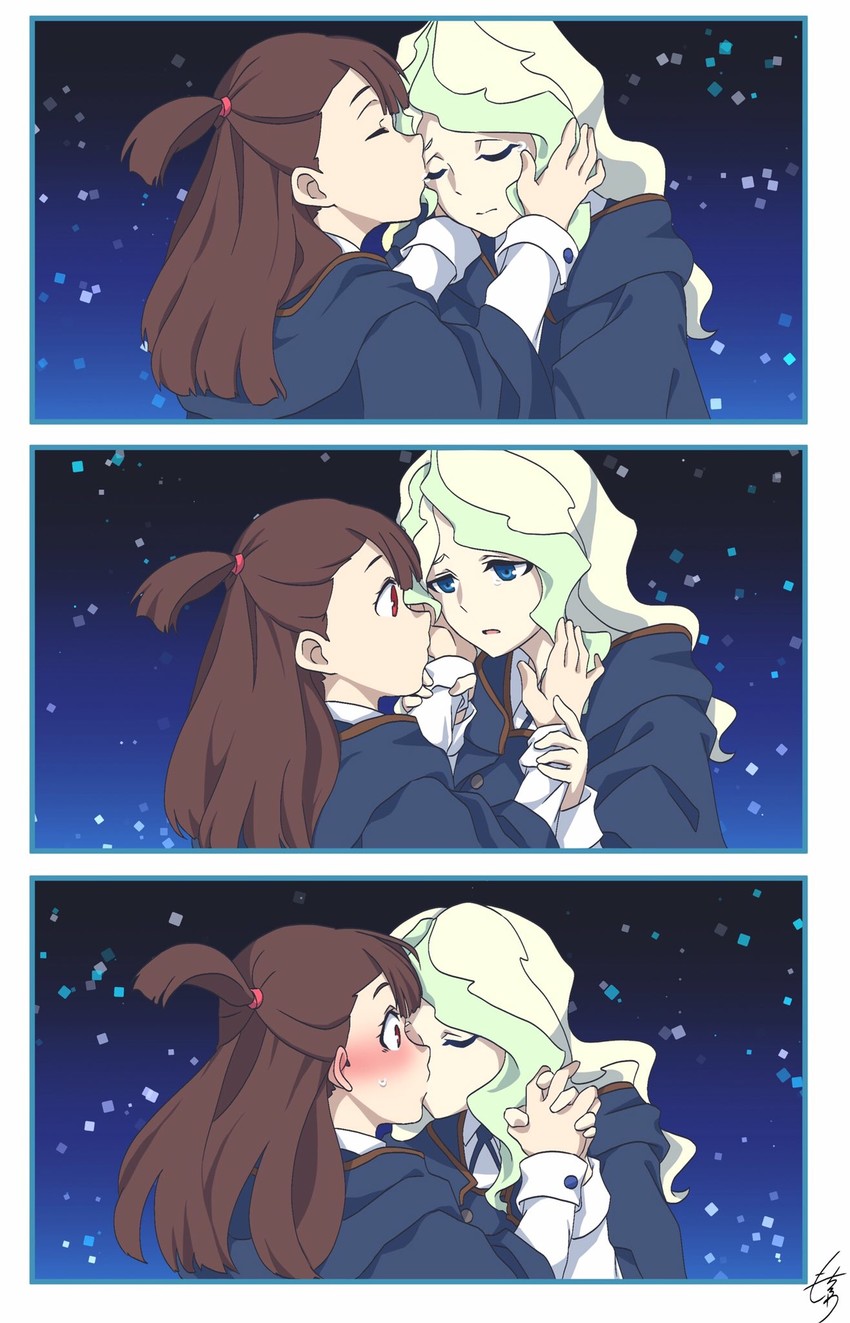 kagari atsuko and diana cavendish (little witch academia) drawn by mochirou_(giri_choco_inverse)