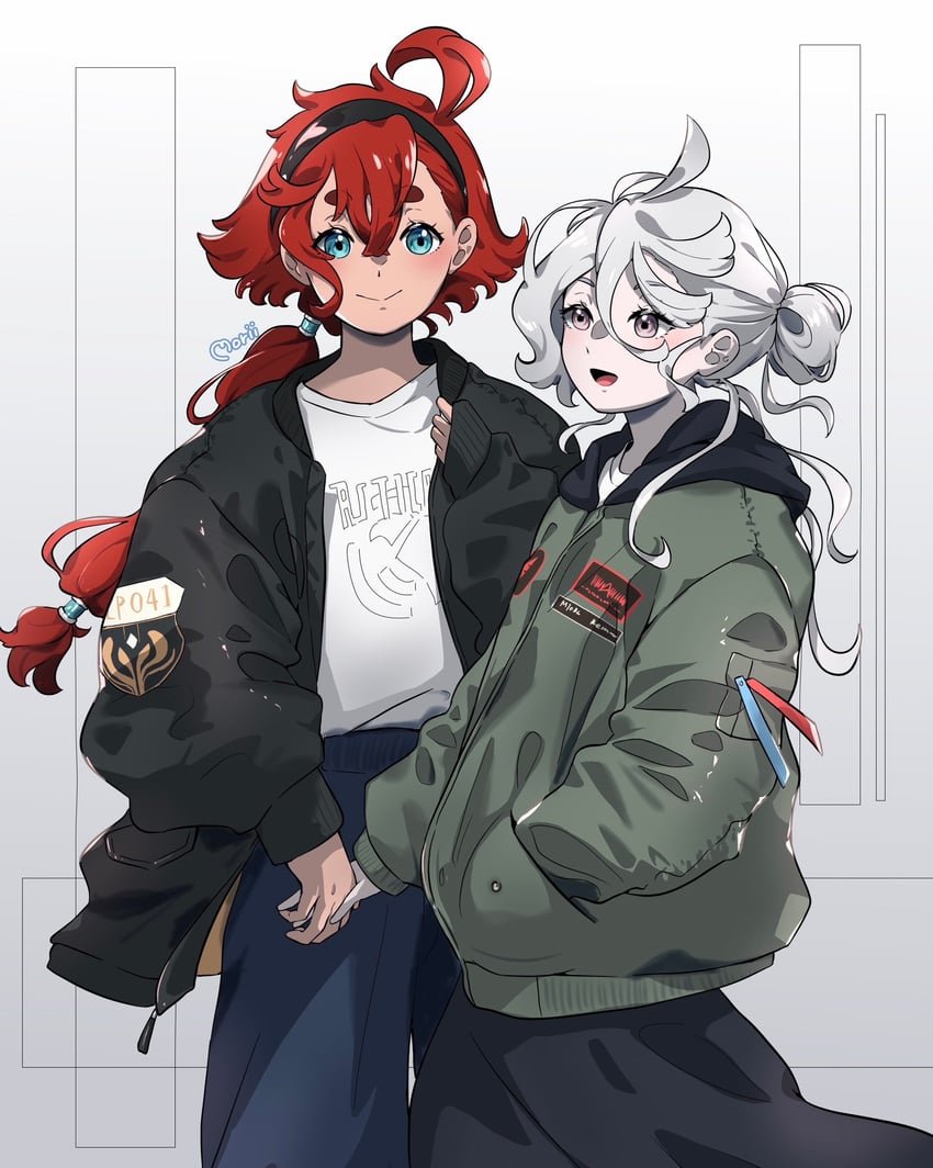 suletta mercury and miorine rembran (gundam and 1 more) drawn by mo_suma
