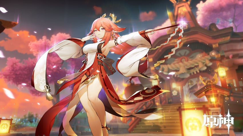 yae miko (genshin impact) drawn by najiu_jiao_xiaolan_ba