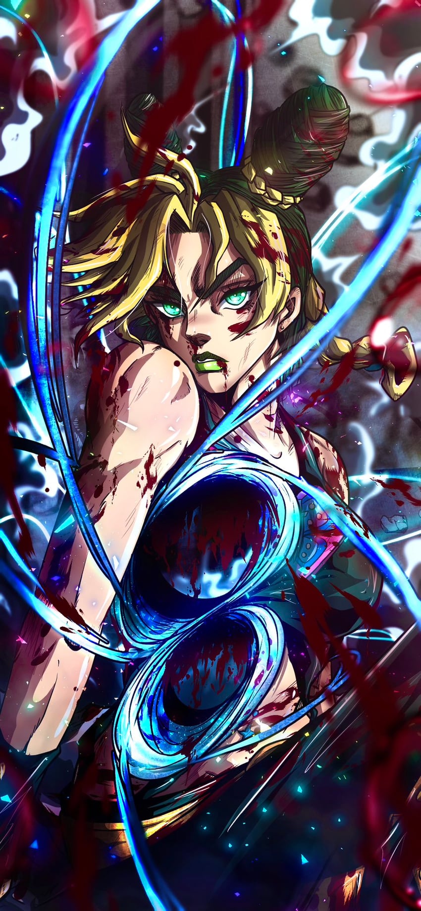 kujo jolyne and stone free (jojo no kimyou na bouken and 1 more) drawn by noonvincent