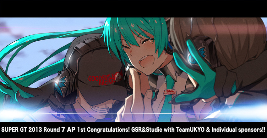 hatsune miku and racing miku (vocaloid and 2 more) drawn by saitou_masatsugu