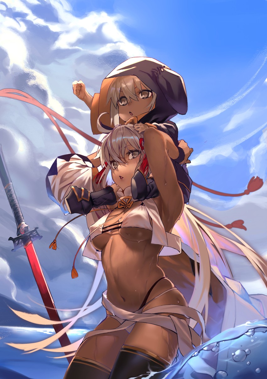 okita souji, okita souji alter, and rengoku (fate and 1 more) drawn by hiro_(hirohiro_gorira)
