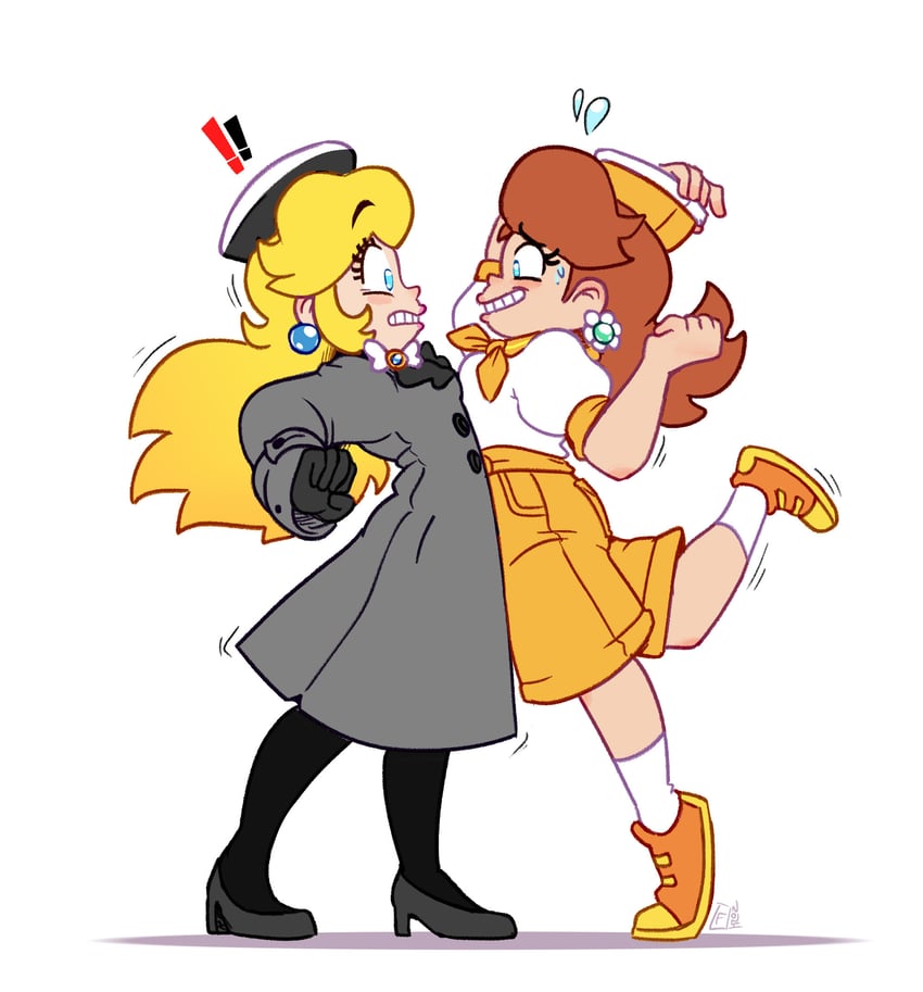 princess peach and princess daisy (mario and 3 more) drawn by francois.l