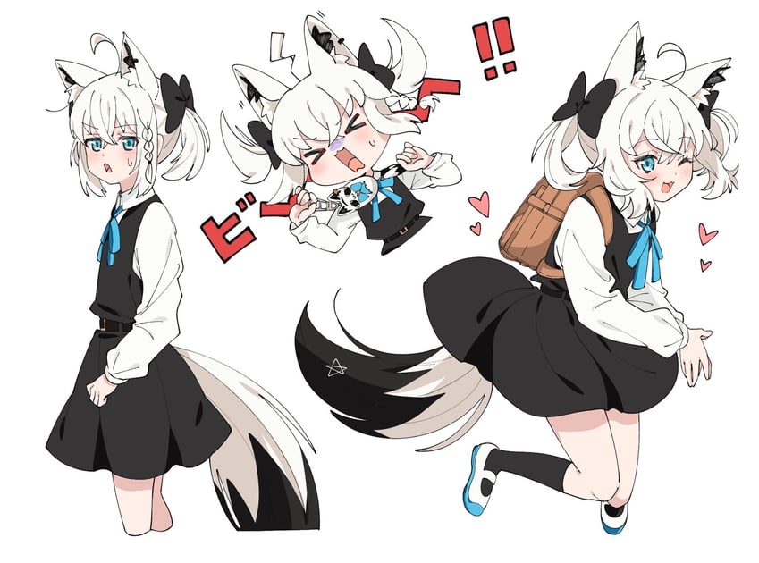 shirakami fubuki and shigure ui (hololive and 1 more) drawn by mugicha_61