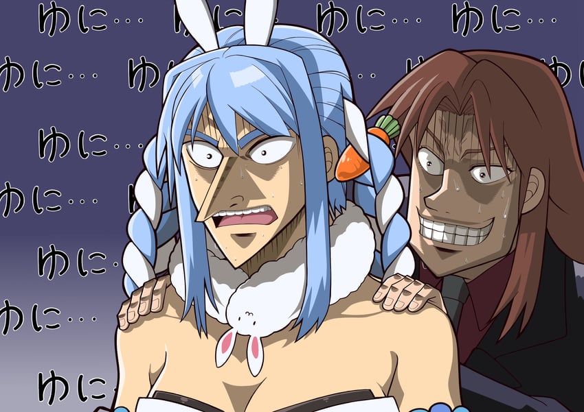 usada pekora, don-chan, and ichijou seiya (hololive and 1 more) drawn by nabenabe3104