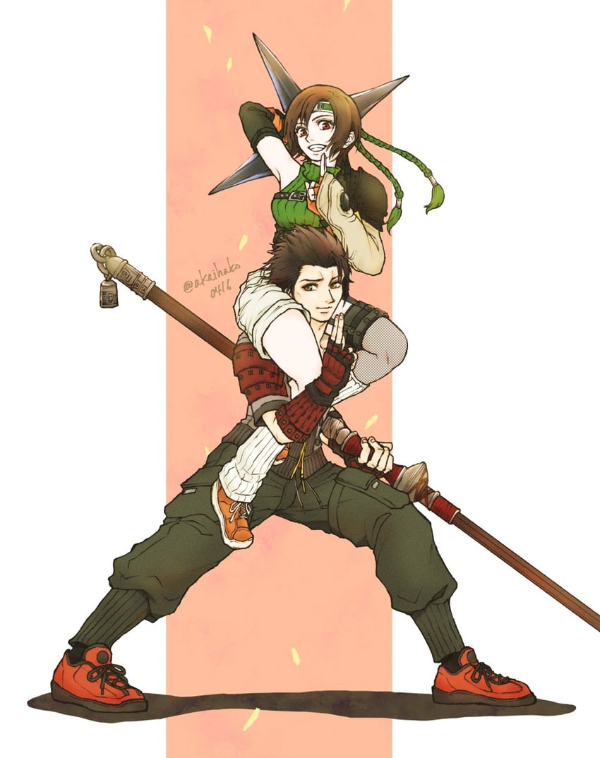 yuffie kisaragi and sonon kusakabe (final fantasy and 2 more) drawn by you_(blacknwhite)