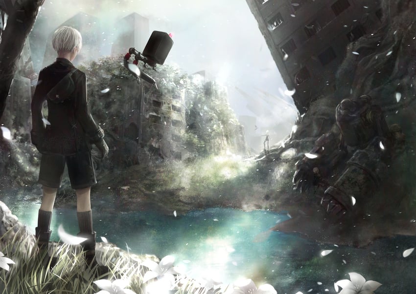 9s, pod, and a2 (nier and 1 more) drawn by yamamoto_no_ari
