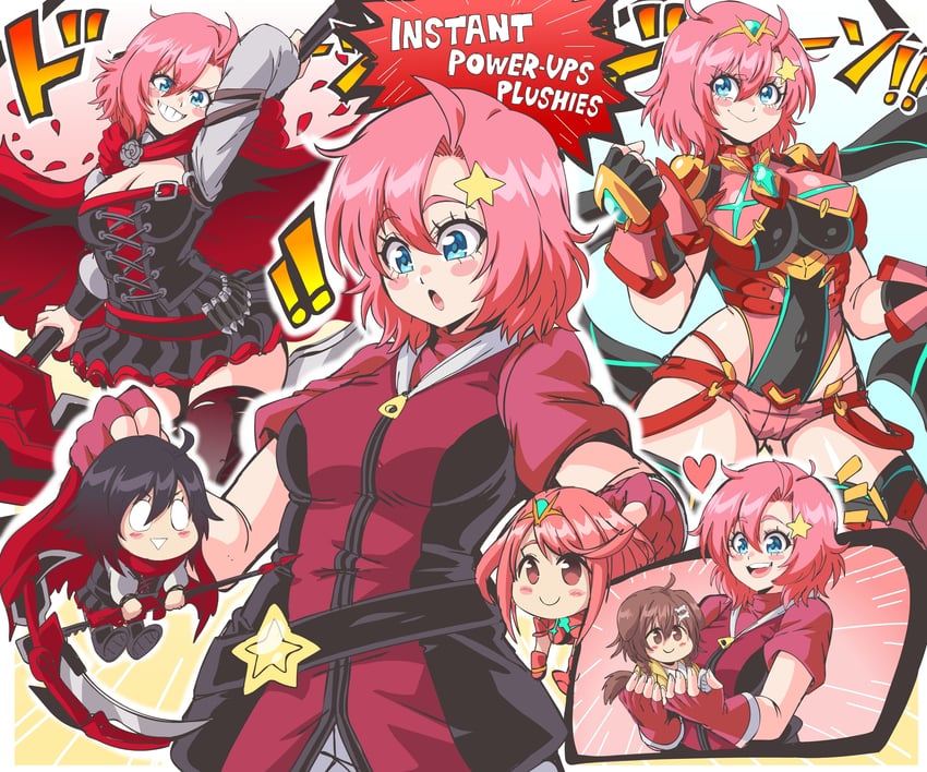 pyra, kirby, inugami korone, and ruby rose (hololive and 4 more) drawn by lewdamone