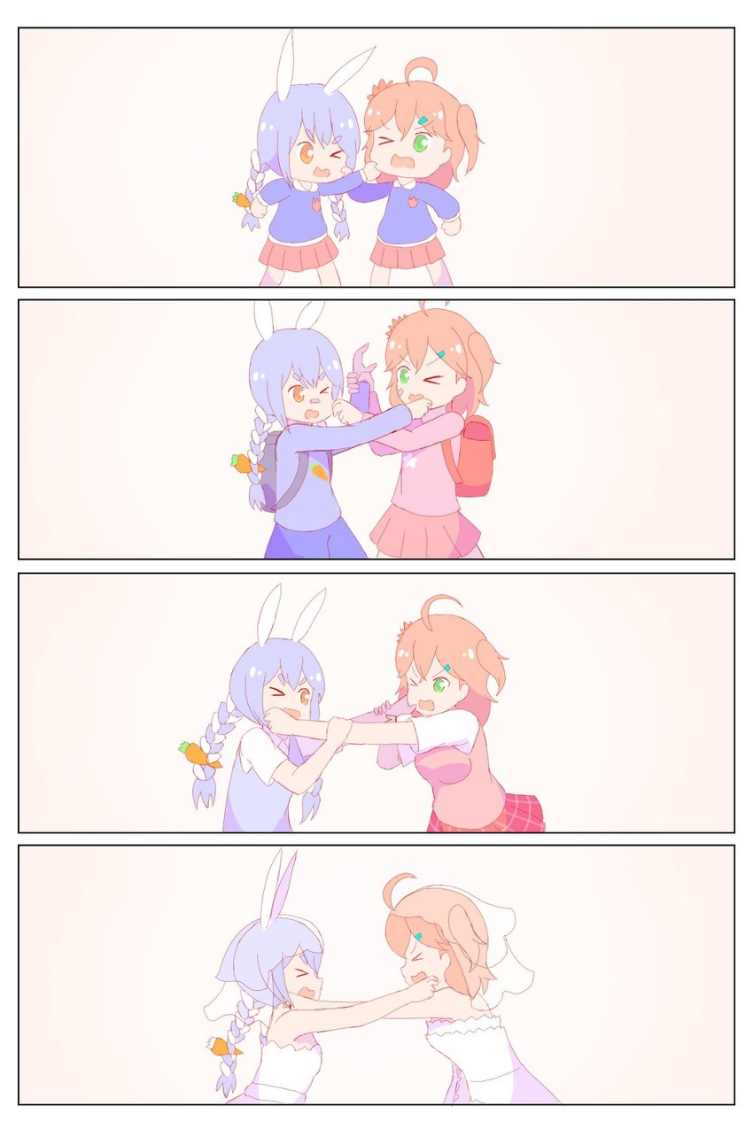 usada pekora and sakura miko (hololive) drawn by junhakase
