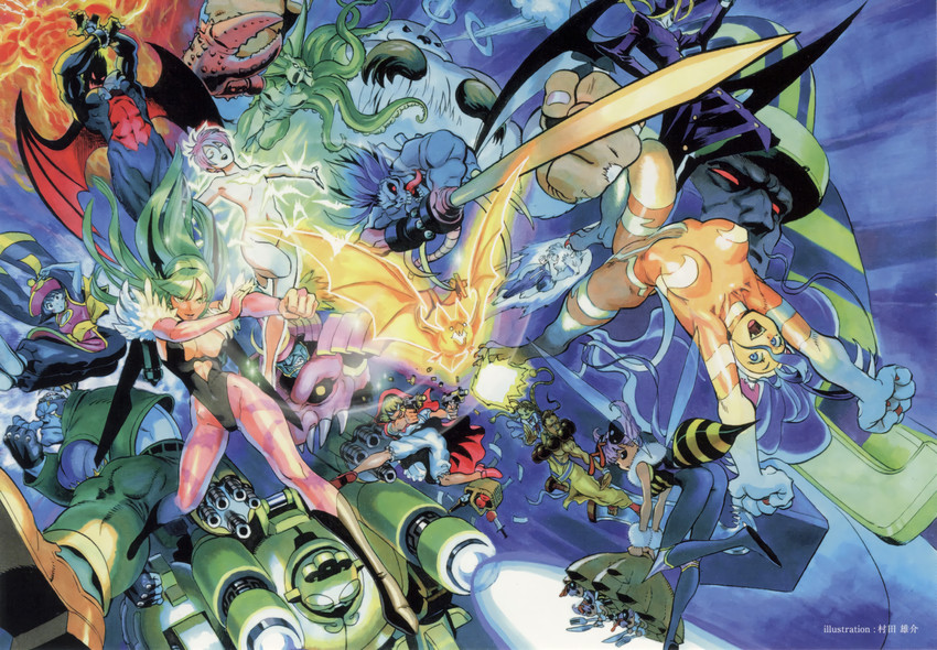morrigan aensland, lilith, felicia, hsien-ko, b.b. hood, and 14 more (darkstalkers and 1 more) drawn by murata_yuusuke