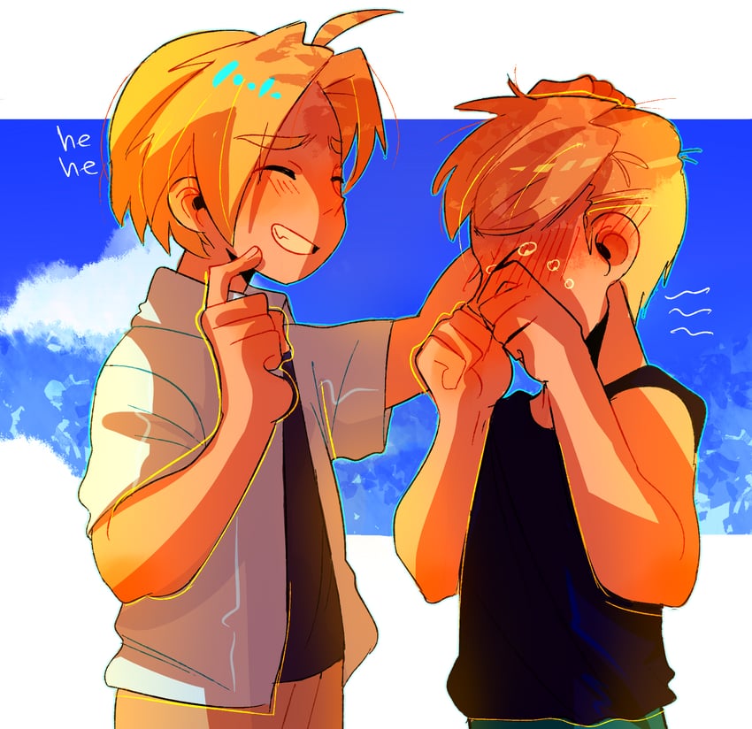 edward elric and alphonse elric (fullmetal alchemist) drawn by huyandere