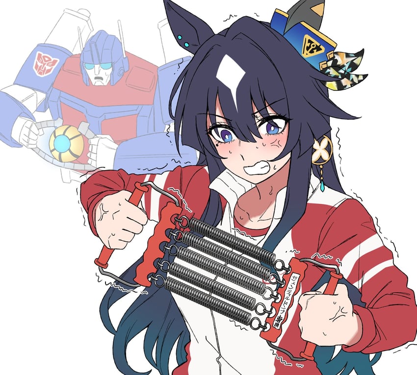 verxina and ultra magnus (umamusume and 1 more) drawn by sugamo_(rainysnowy108)