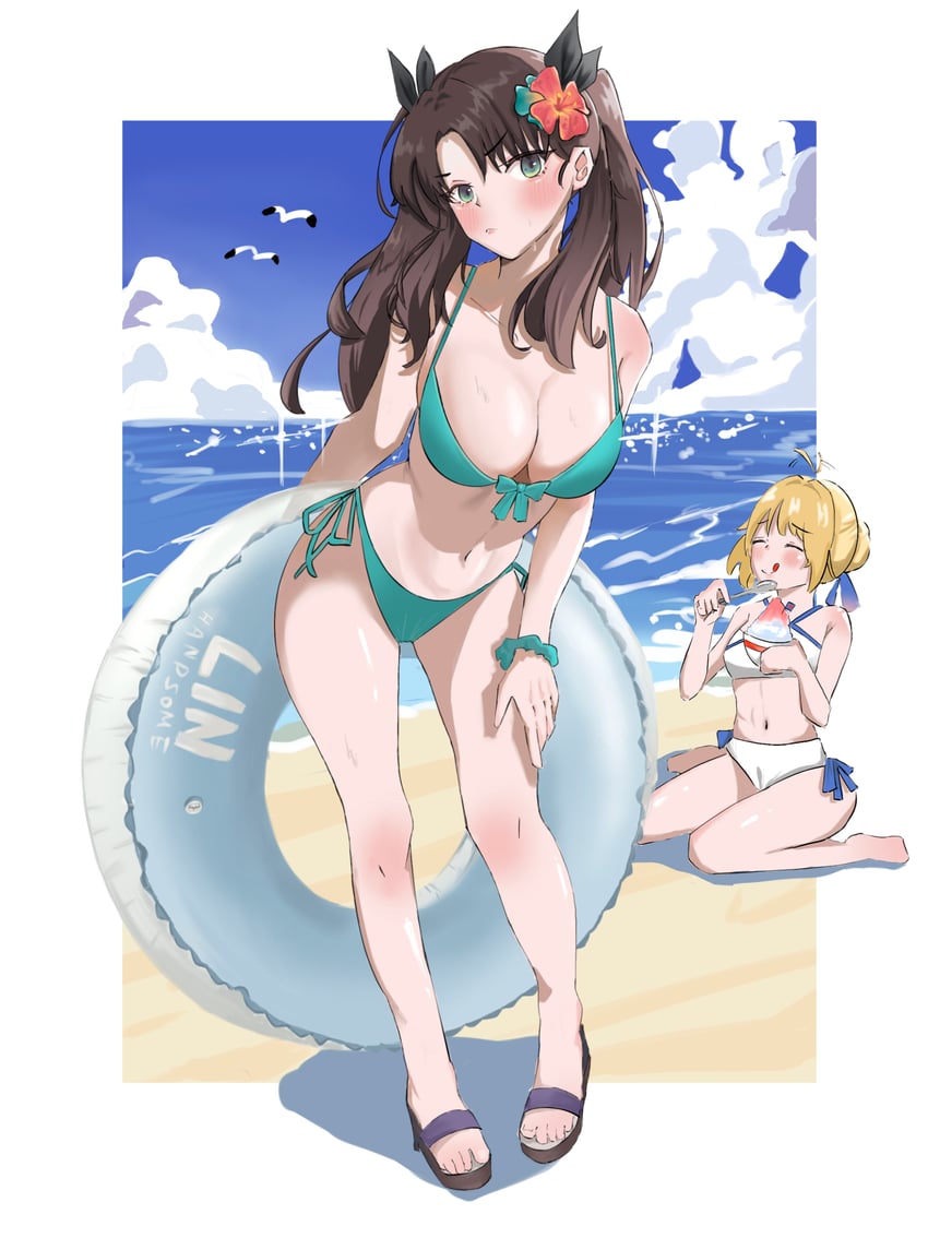 artoria pendragon, saber, and tohsaka rin (fate and 2 more) drawn by nvwp2735