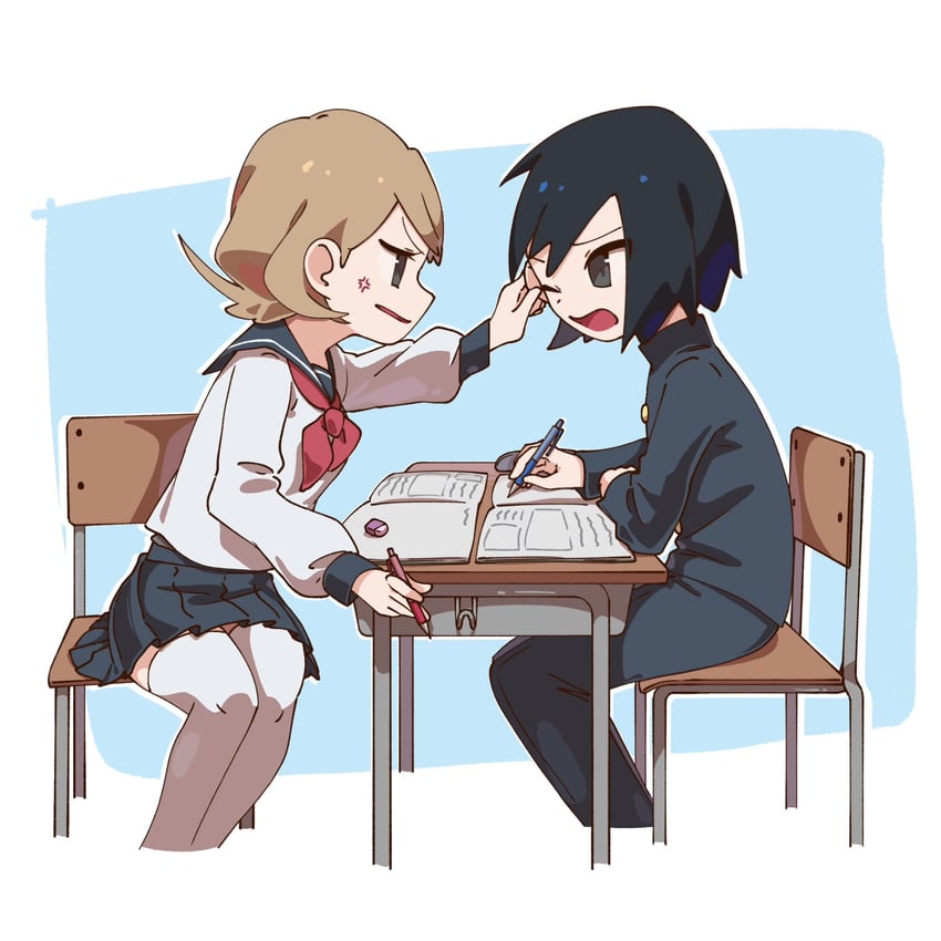 serena and calem (pokemon and 2 more) drawn by omochi_(omotimotittona3)