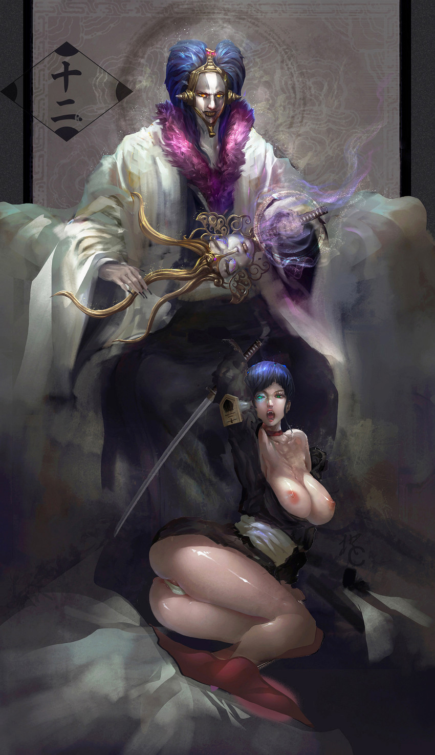 kurotsuchi nemu and kurotsuchi mayuri (bleach) drawn by cheng_c