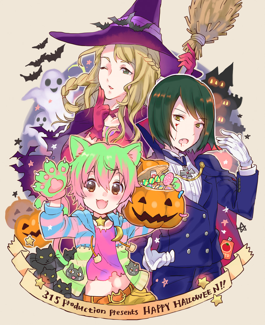 nekoyanagi kirio, kiyosumi kuro, and hanamura shoma (idolmaster and 1 more) drawn by kiyose_akame