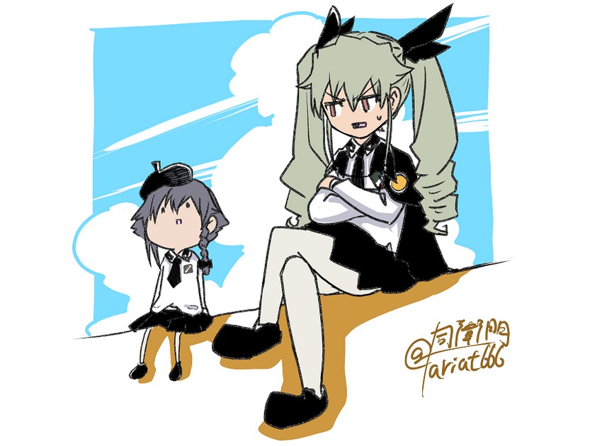 anchovy and pepperoni (girls und panzer) drawn by tsukasa-emon