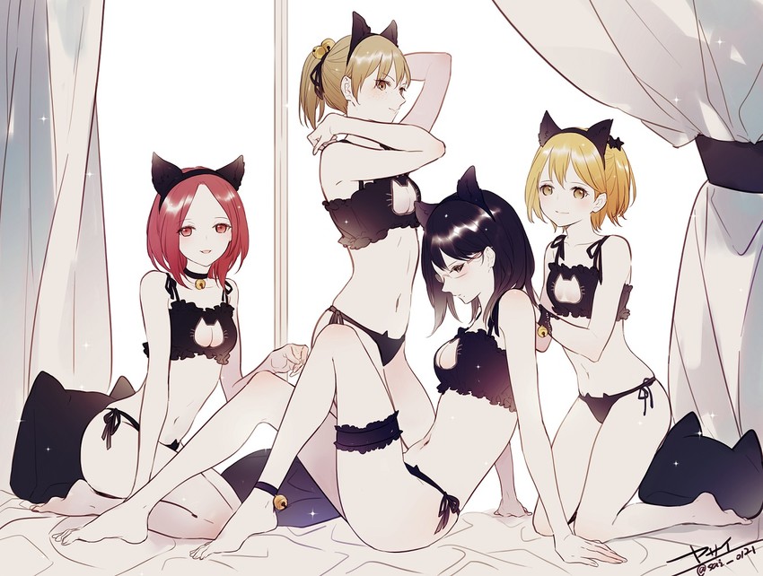 shimizu kiyoko, yachi hitoka, shirofuku yukie, and suzumeda kaori (haikyuu!!) drawn by yasai_(getsu)