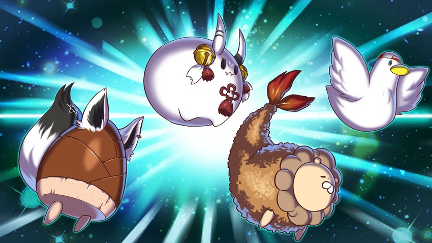 subaru duck, oruyanke, poyoyo, and ebi frion (hololive) drawn by chaki_(teasets)