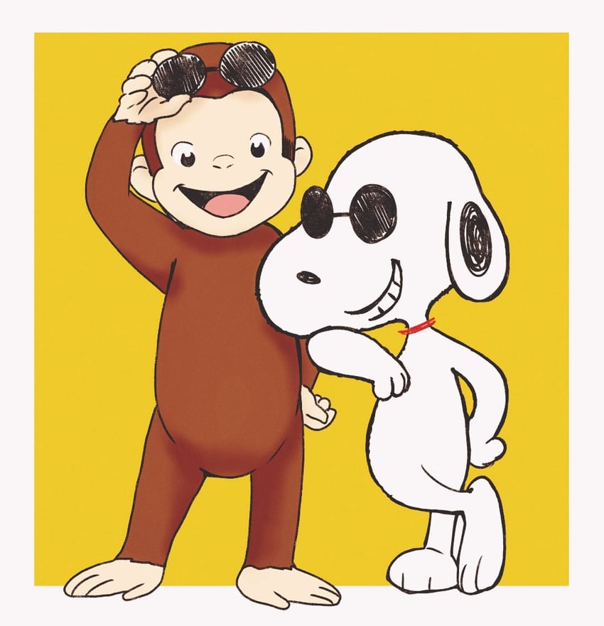 snoopy and george (peanuts and 1 more) drawn by witoi_(roa)
