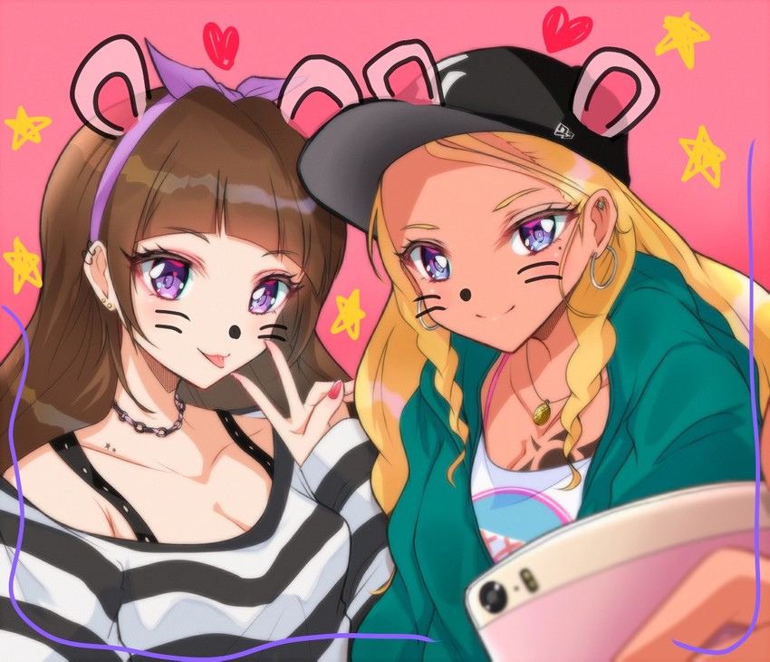 amanogawa kirara and amamiya elena (precure and 2 more) drawn by rudo_(rudorudo0917)