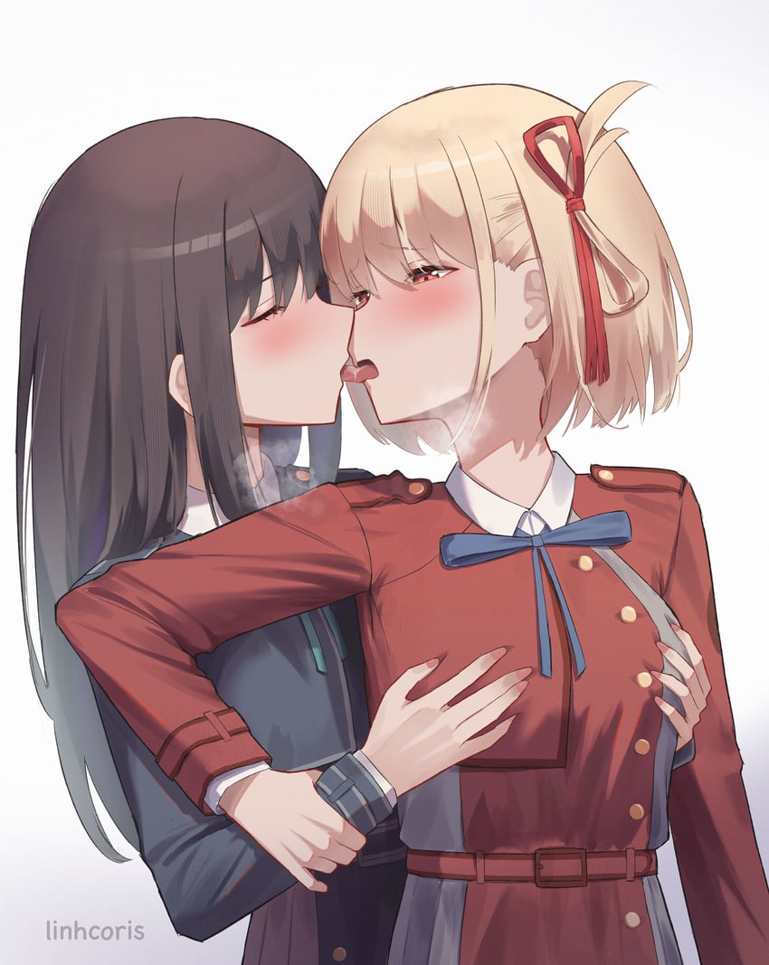 nishikigi chisato and inoue takina (lycoris recoil) drawn by linhcoris