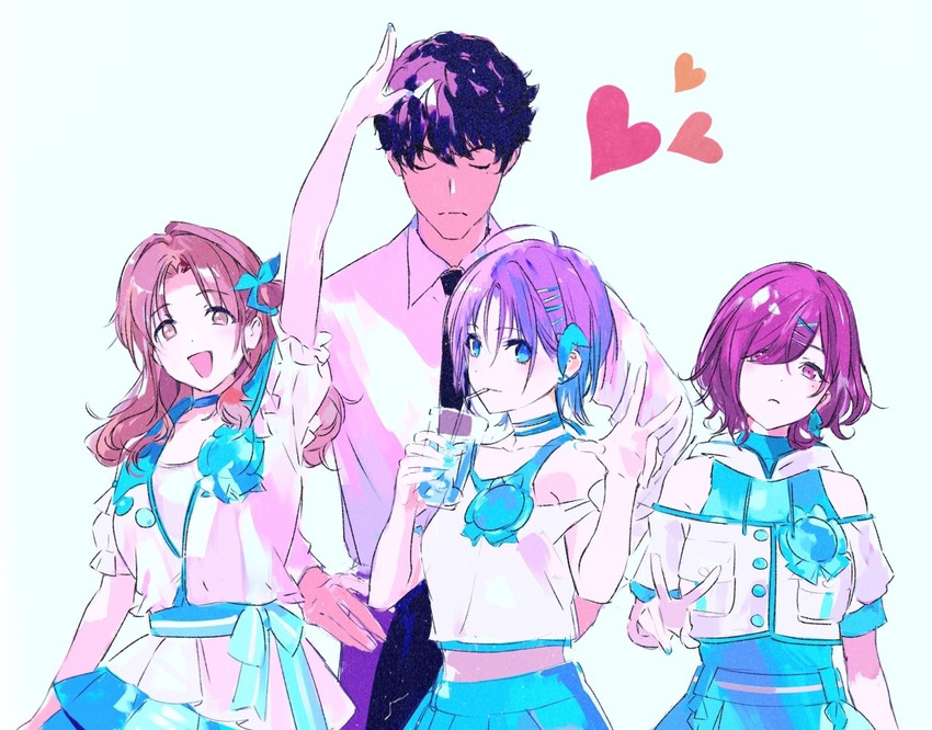 producer, higuchi madoka, asakura toru, and ichikawa hinana (idolmaster and 1 more) drawn by kakeami