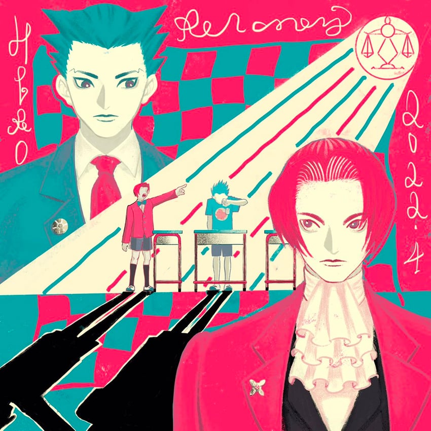 phoenix wright and miles edgeworth (ace attorney) drawn by relanoy
