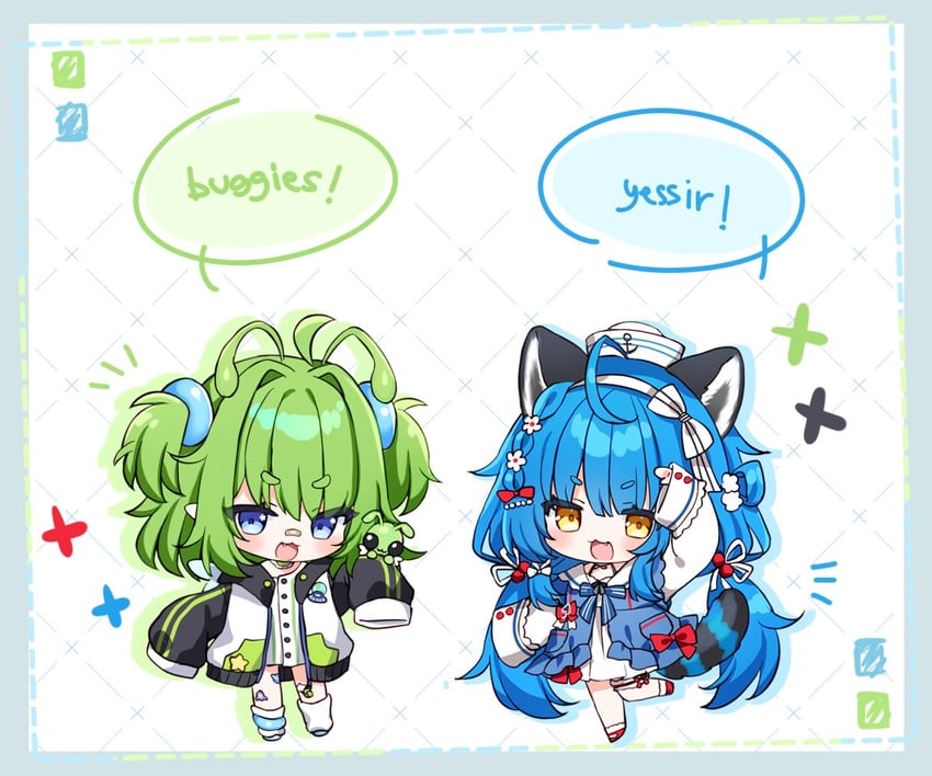 poko rakun and ferumi kaipa (indie virtual youtuber and 1 more) drawn by shouu-kun